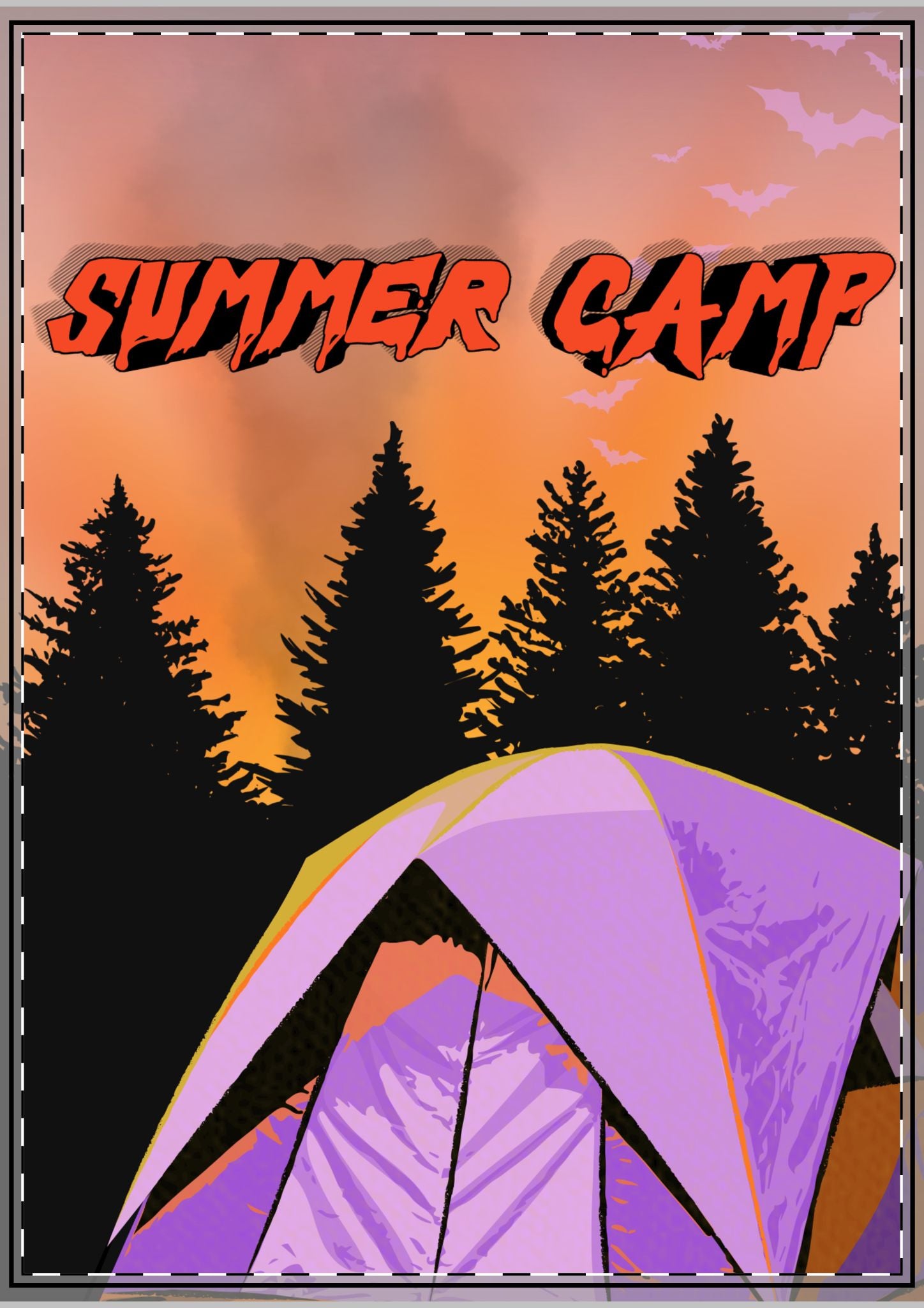 Summer Camp Tent Greeting Card - Blank Flat Card with Envelope