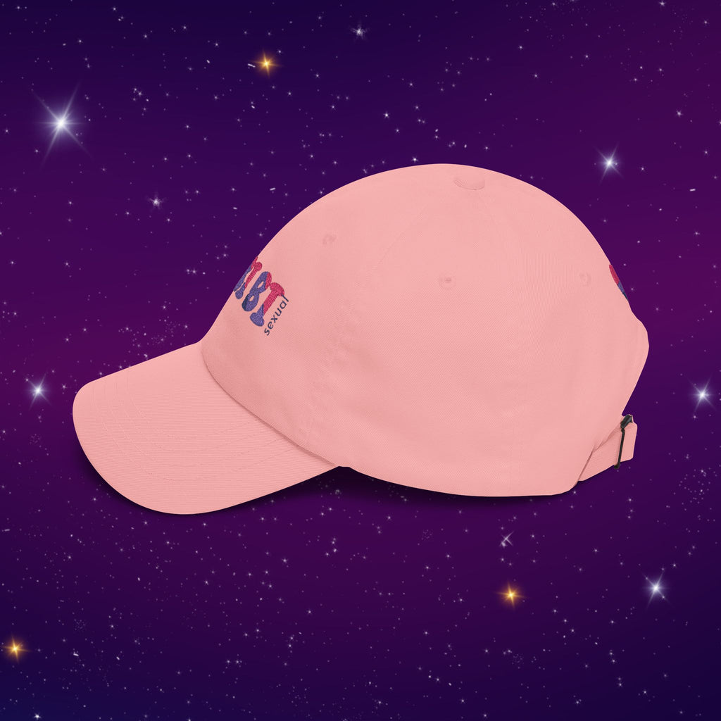 Bi Bi Bi - Punny Bisexual Pride Baseball Hat with Heart Embroidery