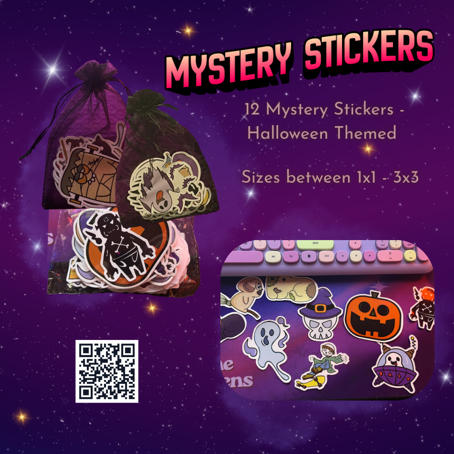 MYSTERY - Halloween Themed Sticker Pack! 12 pcs (random sizes between 1-3 inch)