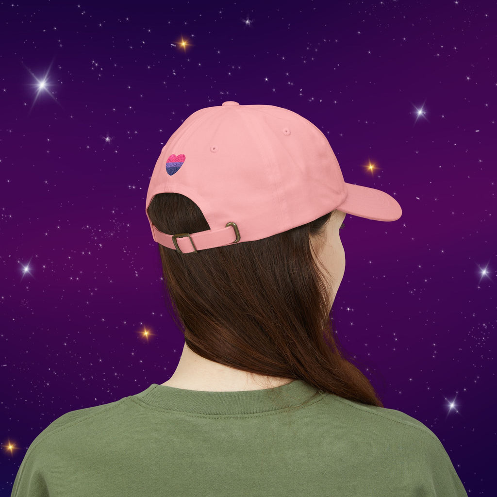 Bi Bi Bi - Punny Bisexual Pride Baseball Hat with Heart Embroidery