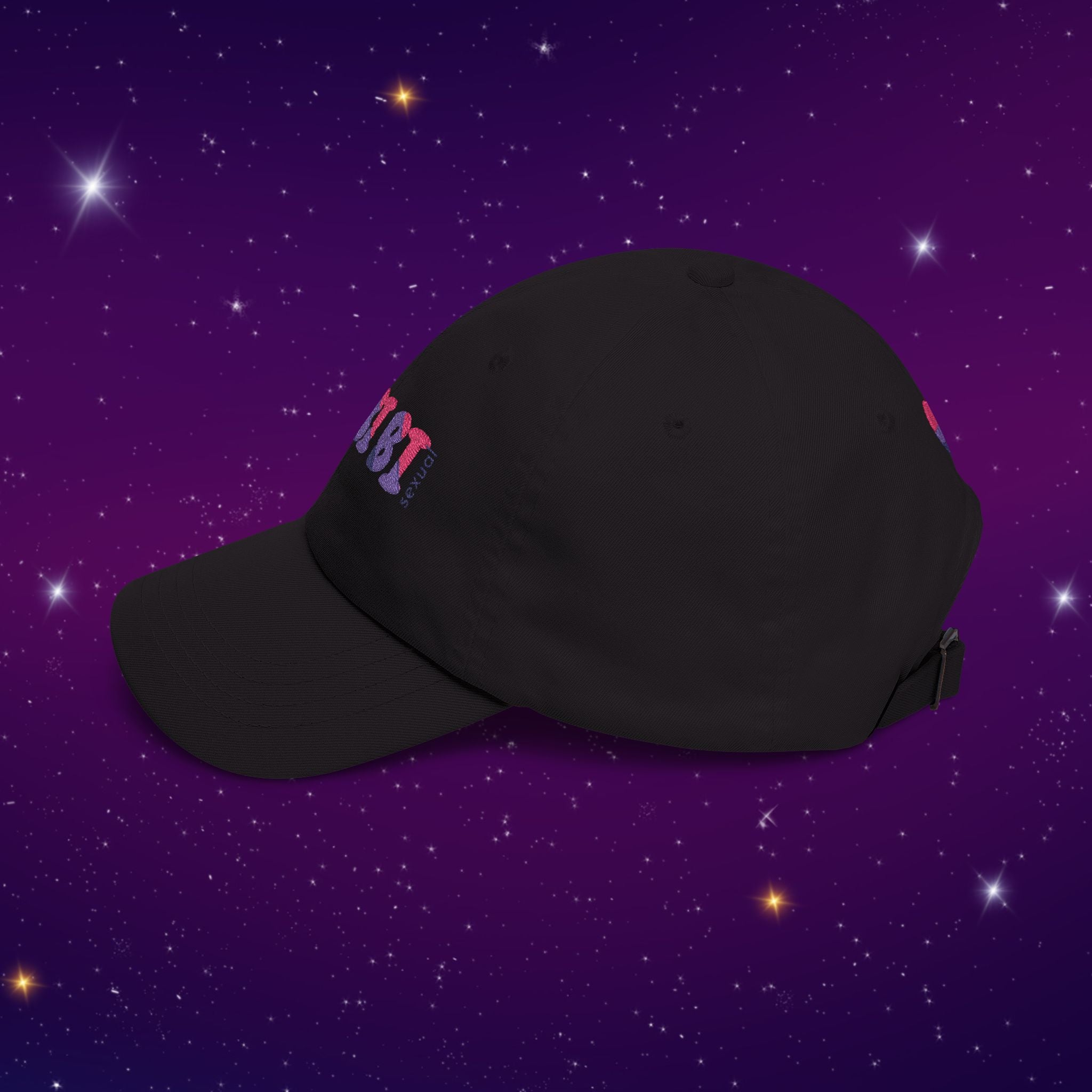 Bi Bi Bi - Punny Bisexual Pride Baseball Hat with Heart Embroidery