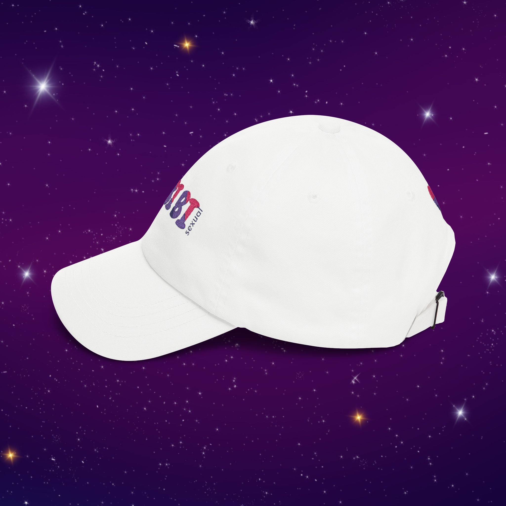 Bi Bi Bi - Punny Bisexual Pride Baseball Hat with Heart Embroidery