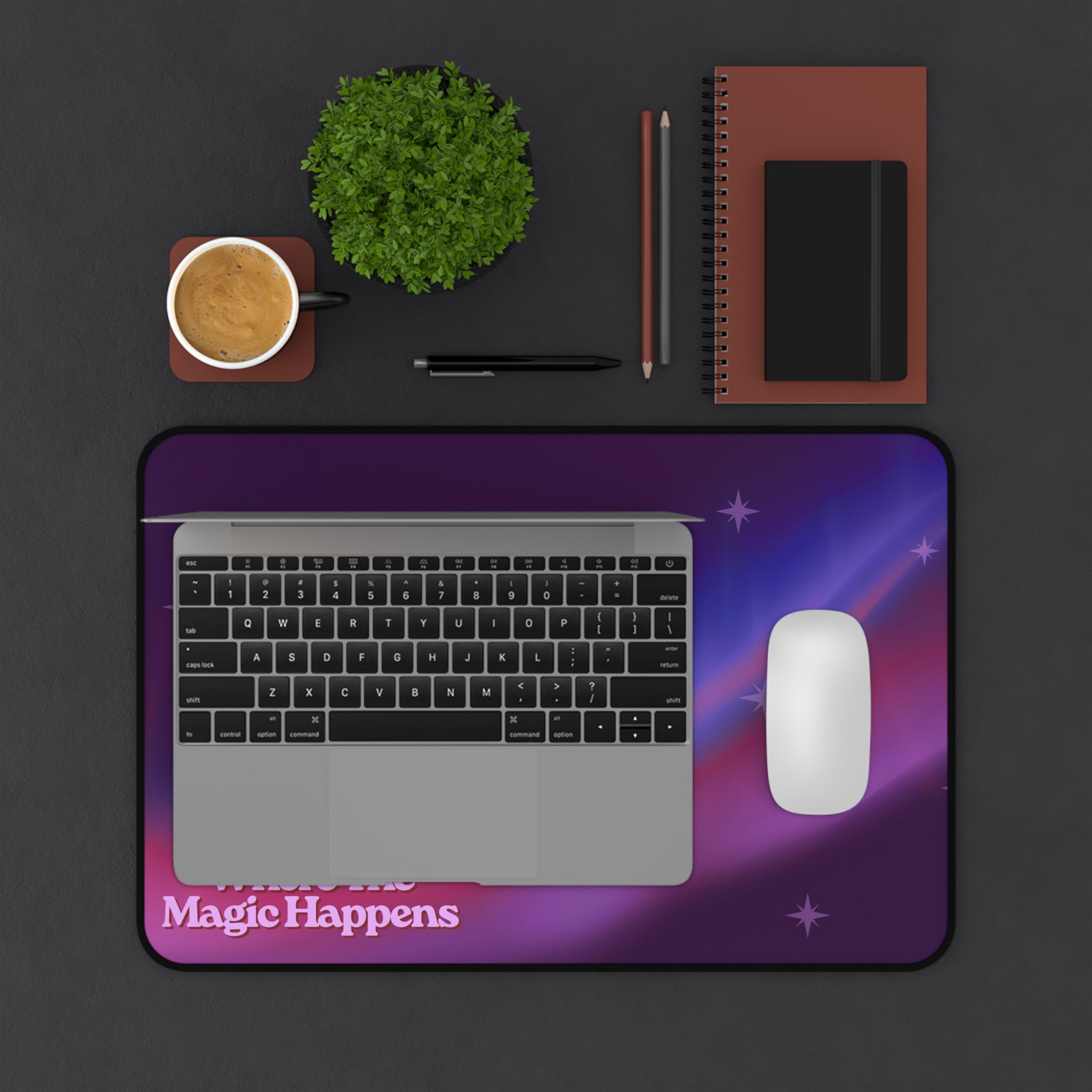 Where The Magic Happens - Galaxy Themed Desk Mat or Mouse Pad for Gamers & Creatives