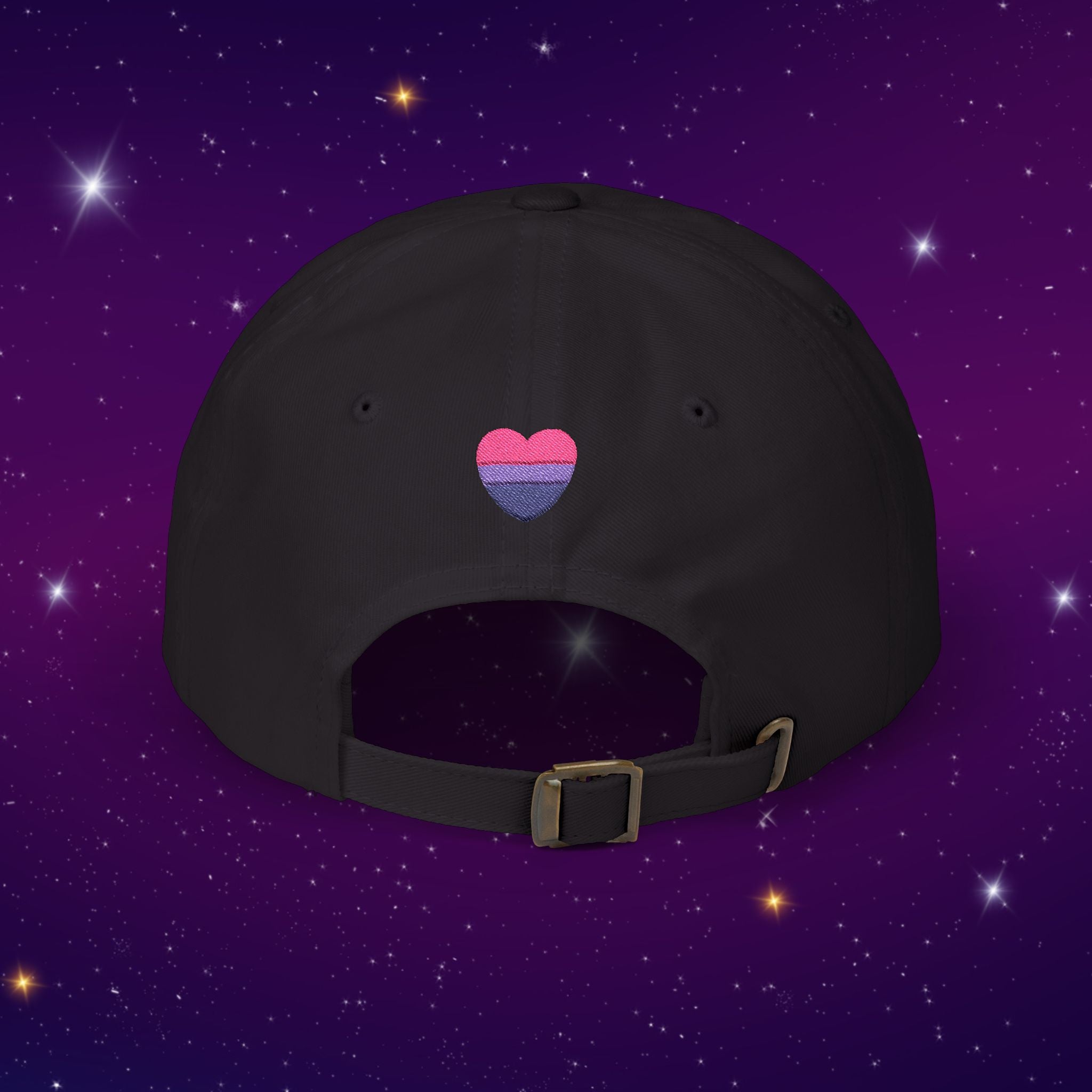 Bi Bi Bi - Punny Bisexual Pride Baseball Hat with Heart Embroidery