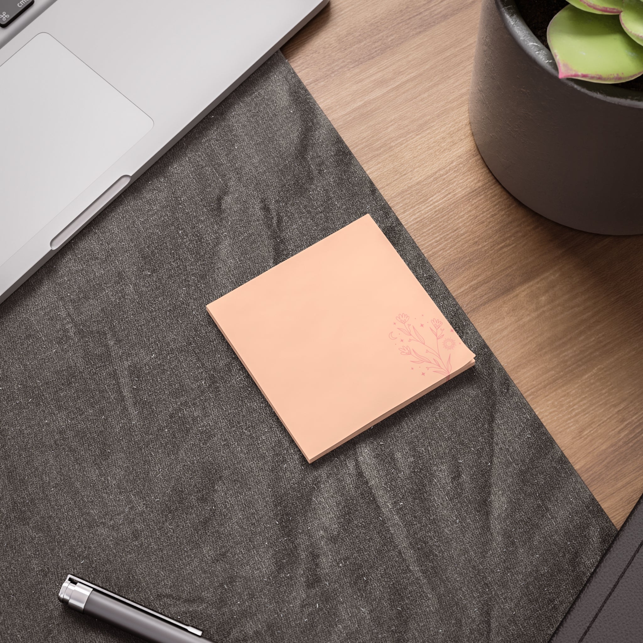 Floral Peach Post-it Sticky Note Pad - Back to School Supplies