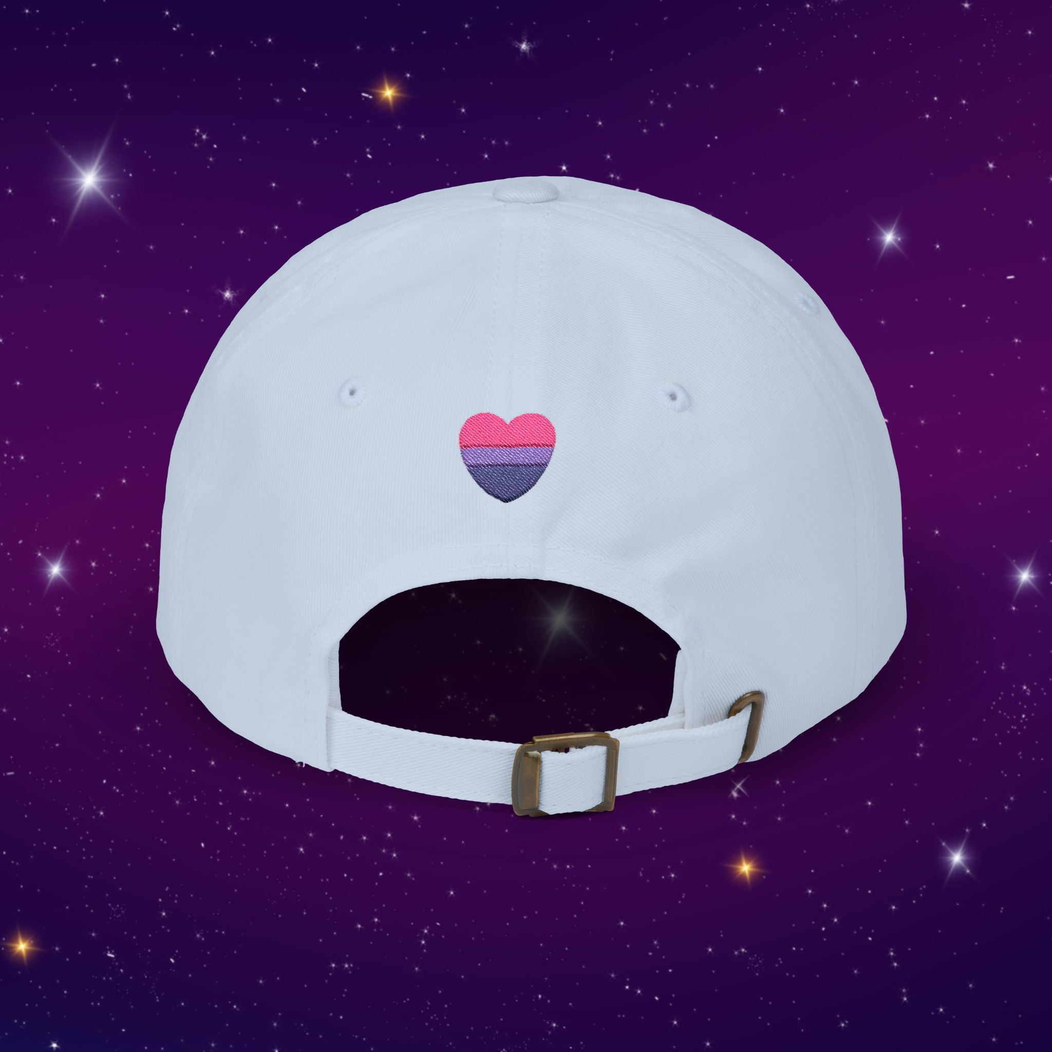 Bi Bi Bi - Punny Bisexual Pride Baseball Hat with Heart Embroidery