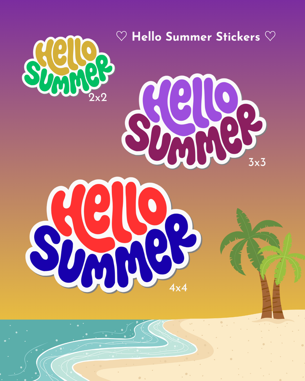 Hello Summer (SummerWeen Logo) Kiss-Cut Sticker & Decal ( 2x2, 3x3, 4x4)