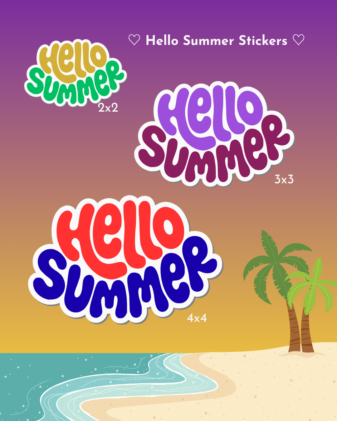 Hello Summer (SummerWeen Logo) Kiss-Cut Sticker & Decal ( 2x2, 3x3, 4x4)