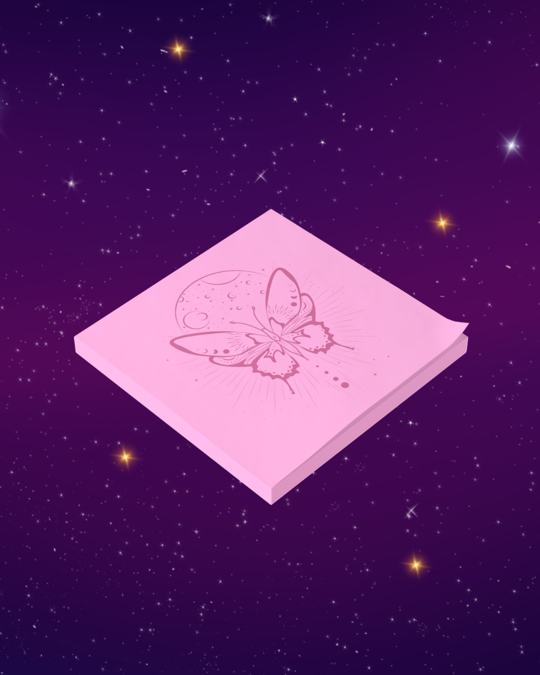 Pink Moon Butterfly Post-it Note Pads – Back to School Supplies