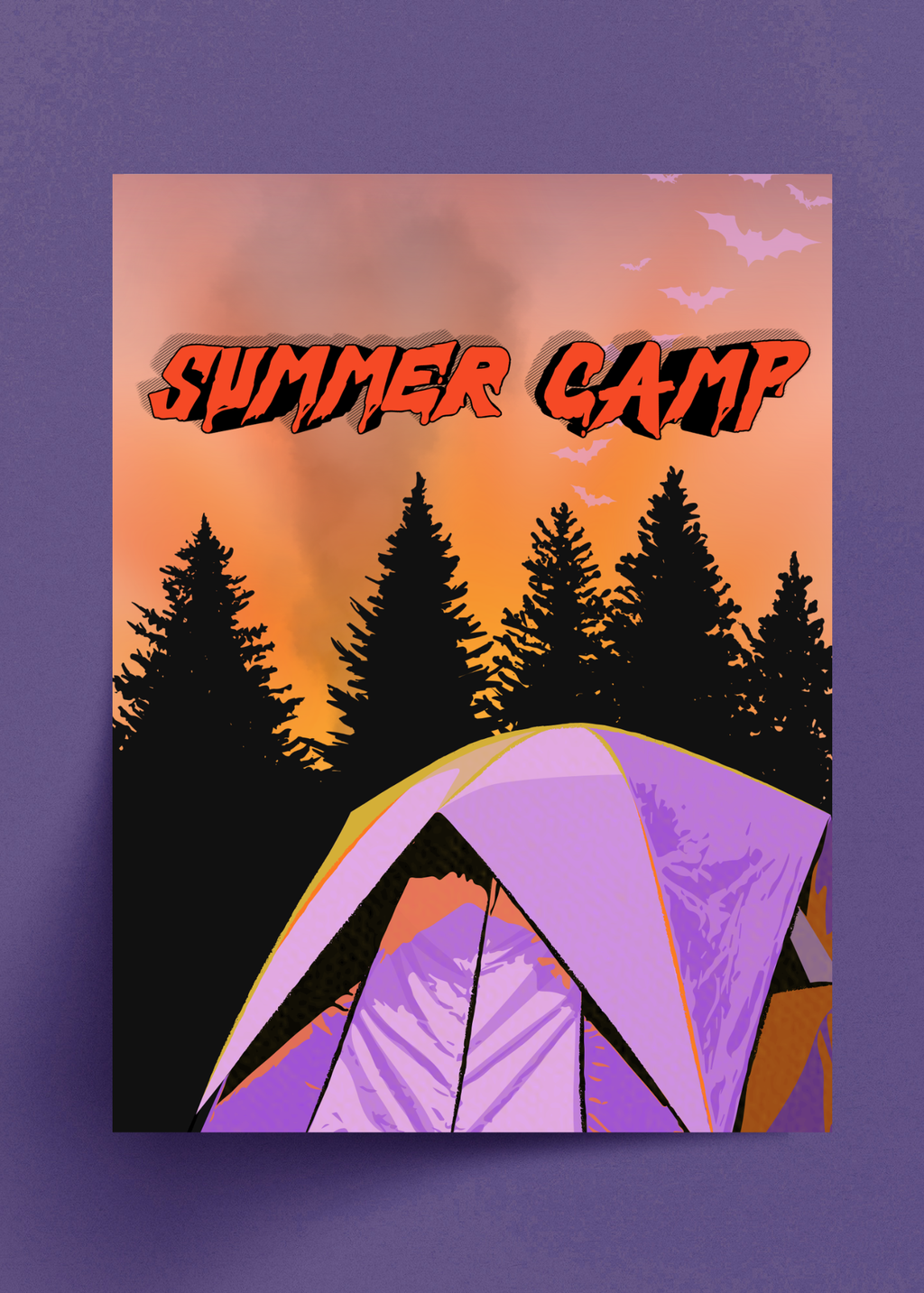 Summer Camp Tent Greeting Card - Blank Flat Card with Envelope