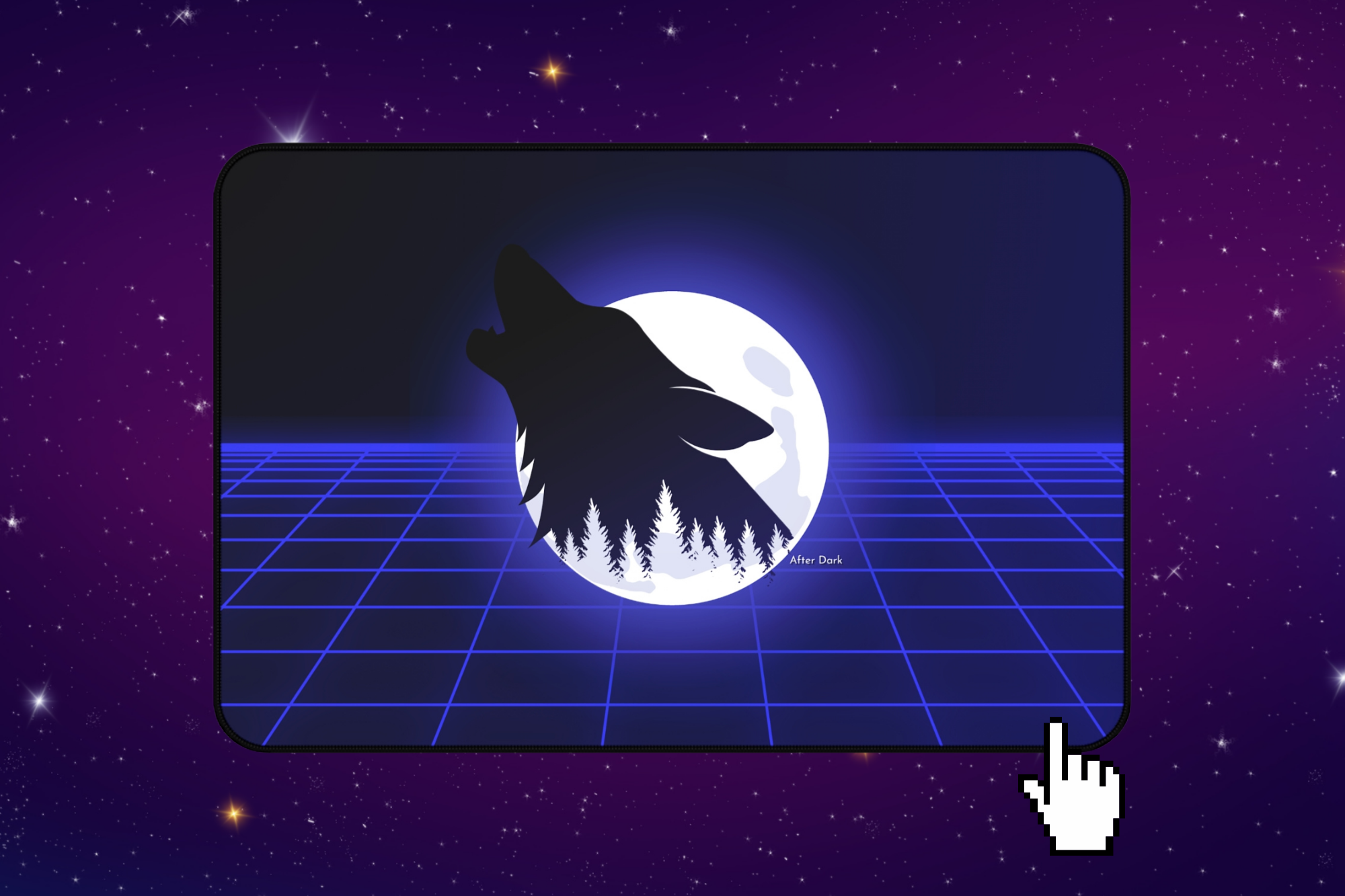 Midnight Magic - Neon Vaporwave Wolf Mouse Pad for Gamers & Creatives