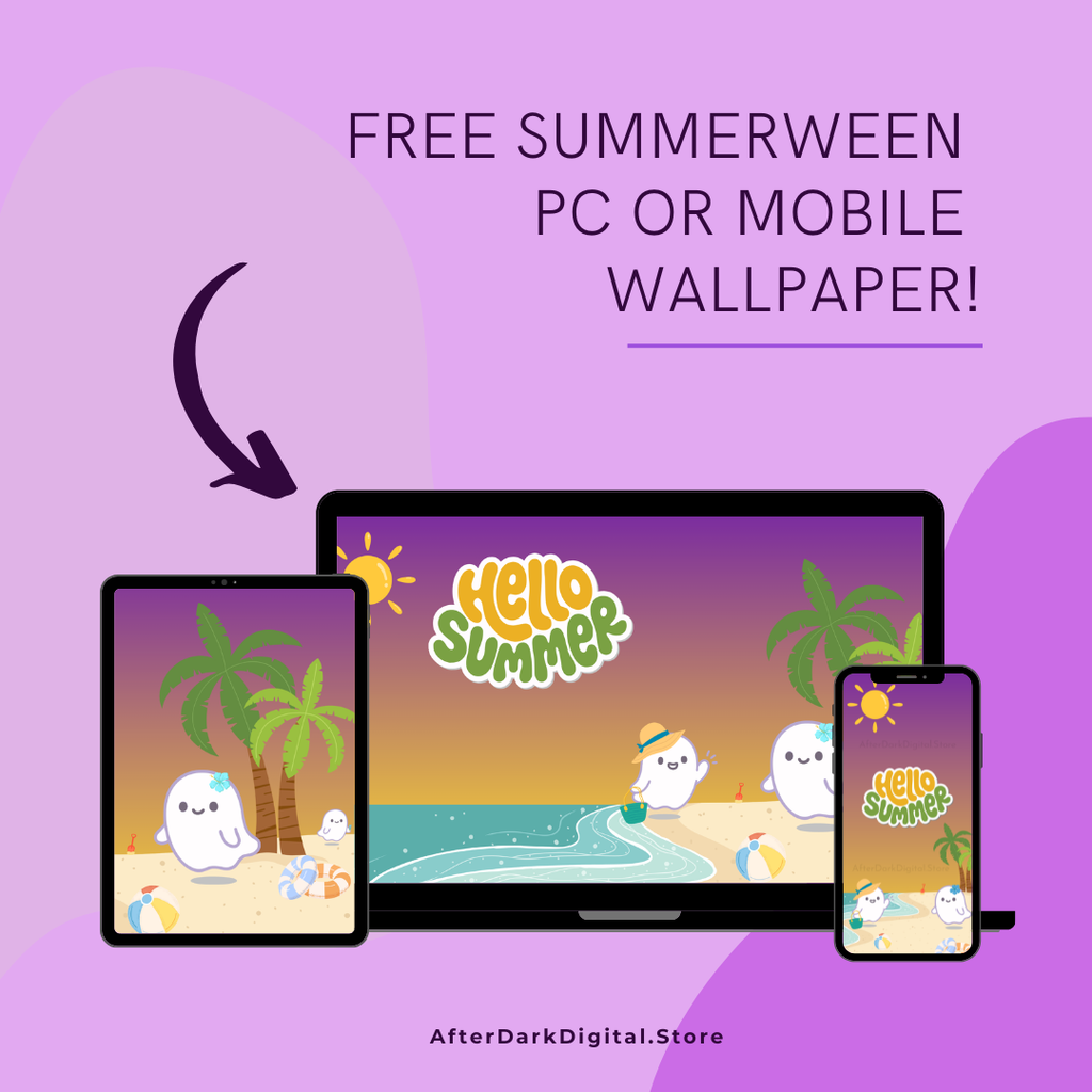 SummerWeen Desktop & Phone Wallpaper - Beach Day