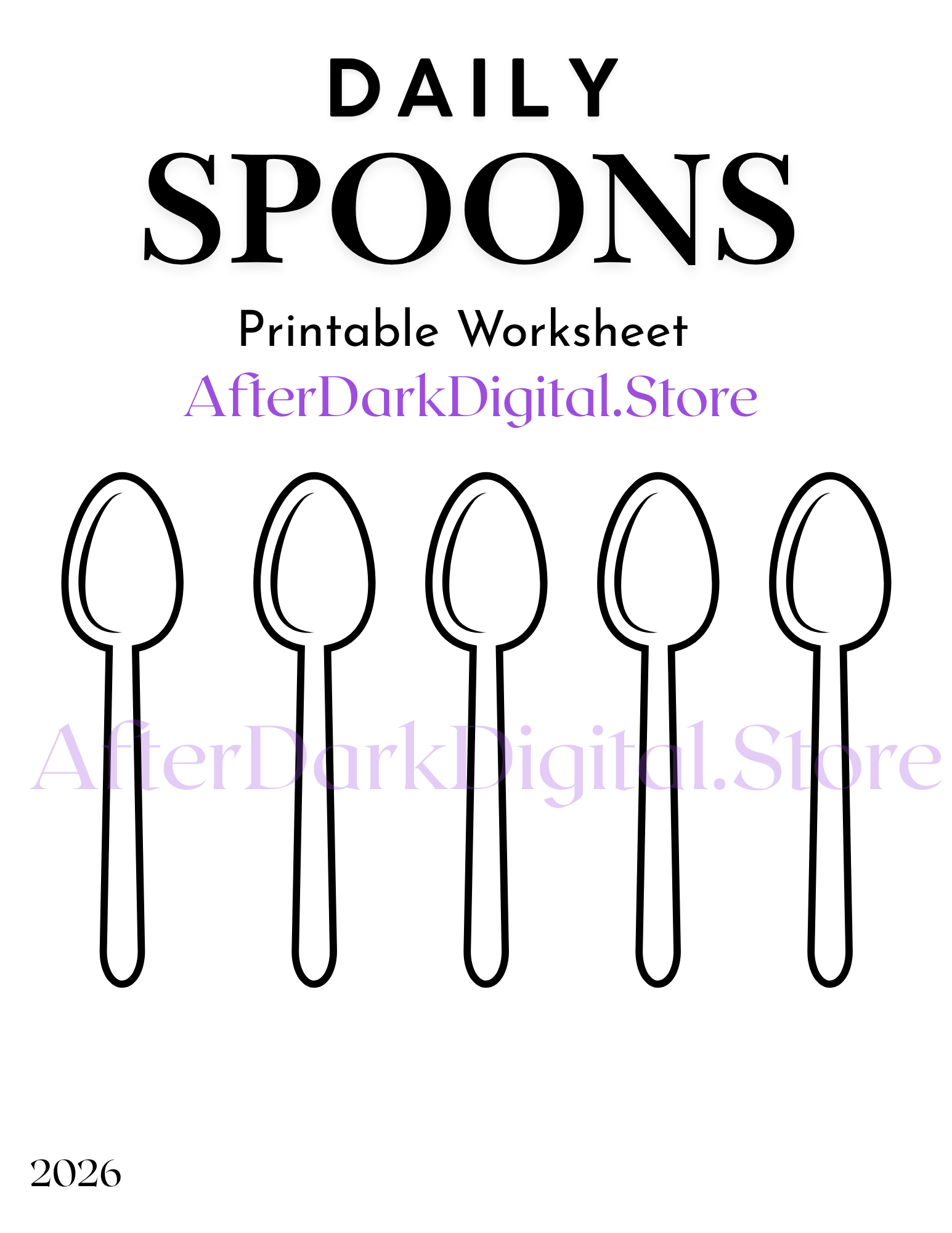 Daily Spoons - Printable Worksheet For Neurodivergents