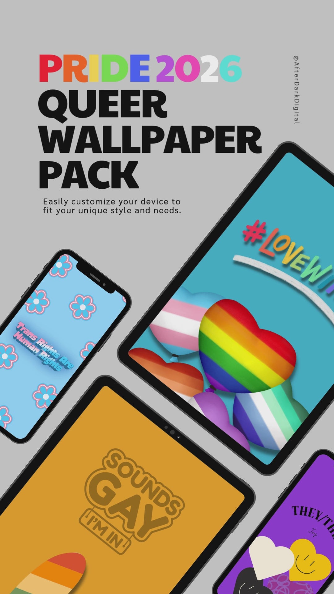 PRIDE 2026 Queer Wallpapers (Pack of 7) Digital Download